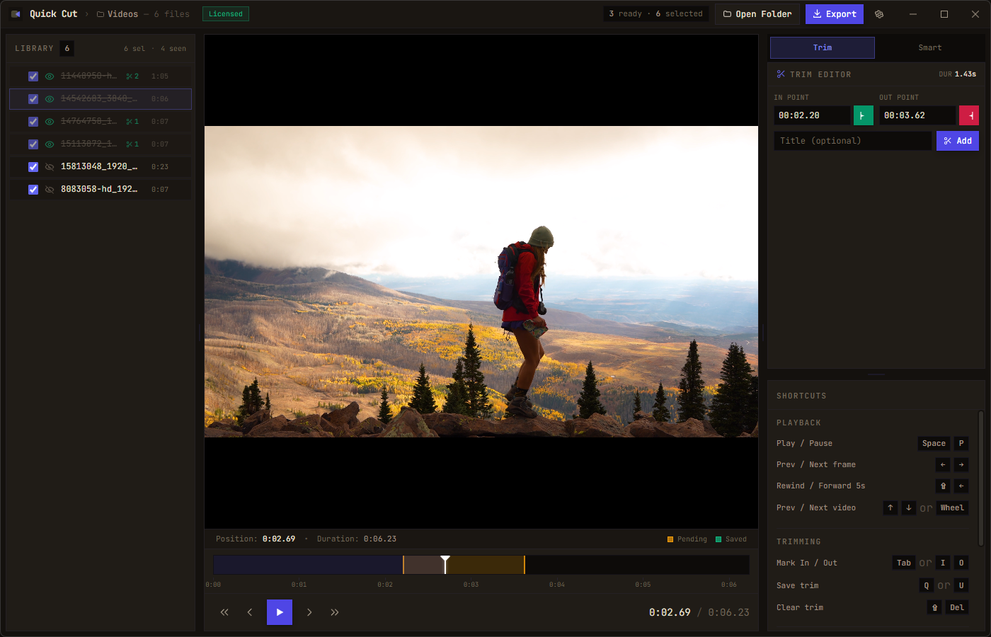 Video Quick Cut — Editor UI